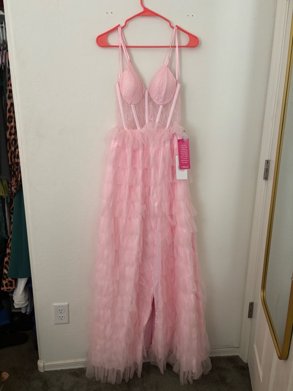 Midnight Doll Pink Tulle Corset Ruffle Gown NWT Princess Dress